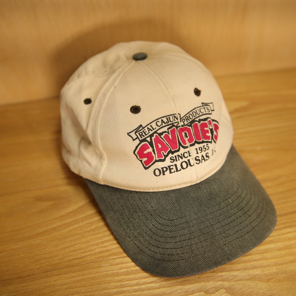 Vintage Savoies Real Cajun Products Opelousas LA Snapback Hat Cream Green
